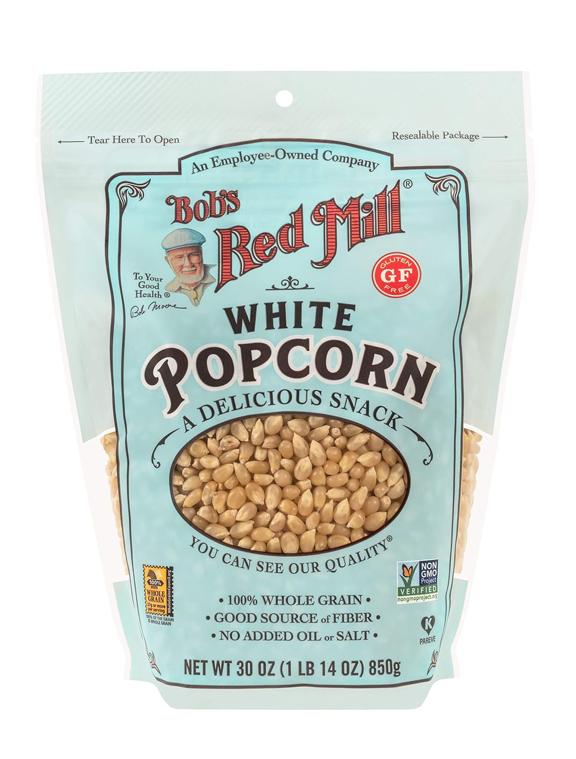 Bob's Red Mill White Popcorn, 30oz, 4-pack, Non GMO, Whole Grain, Vegan, Kosher