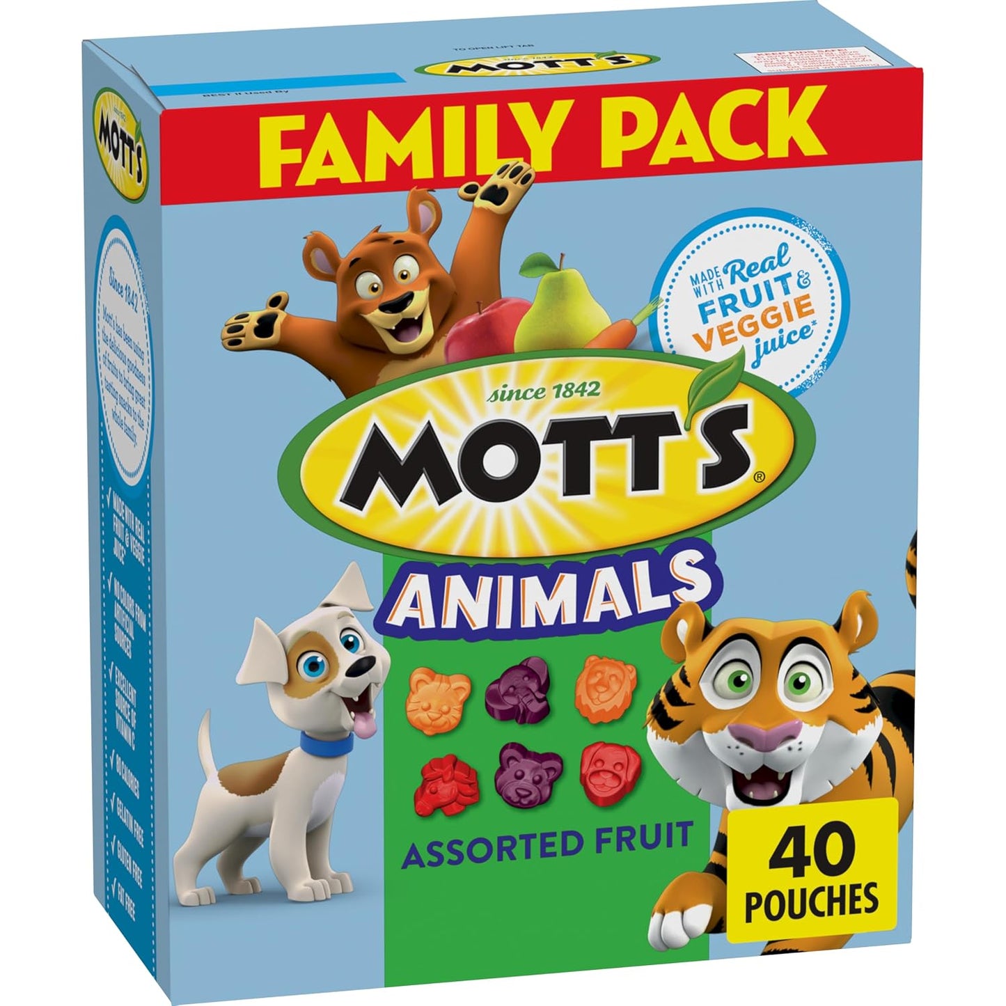Mott's Fruit Flavored Snacks, Animals Assorted Fruit, Gluten Free, Family Pack, 40 Ct, 32 oz