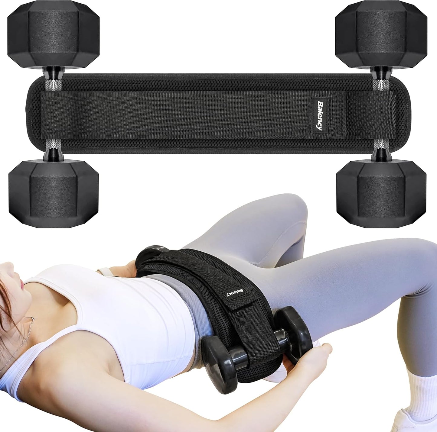 Balency Hip Thrust Belt, Dumbbell and Kettlebell Compatible, Slip-Resistant Padding for Gym or Home Workouts