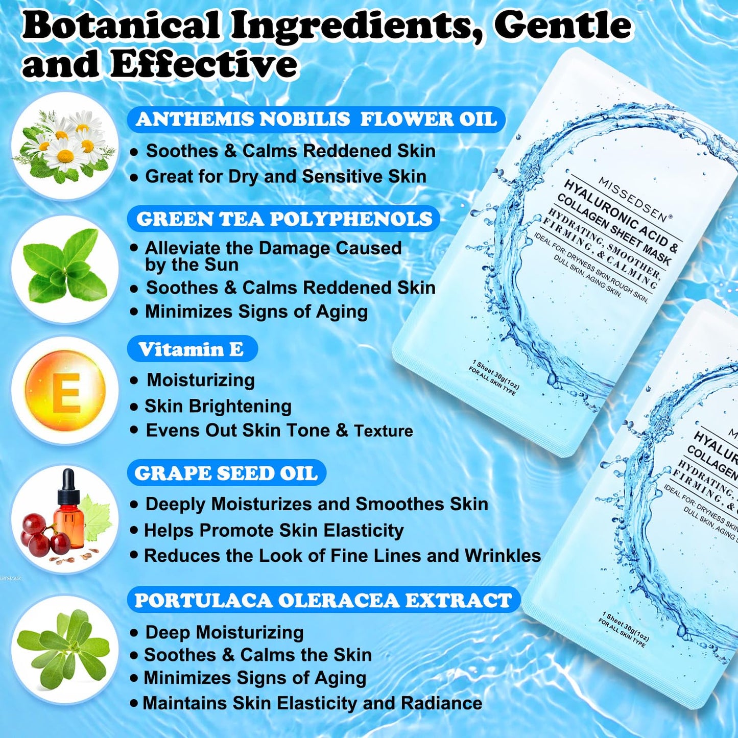 Collagen Face Mask with Hyaluronic Acid and Vitamin E Oil for Skin Care