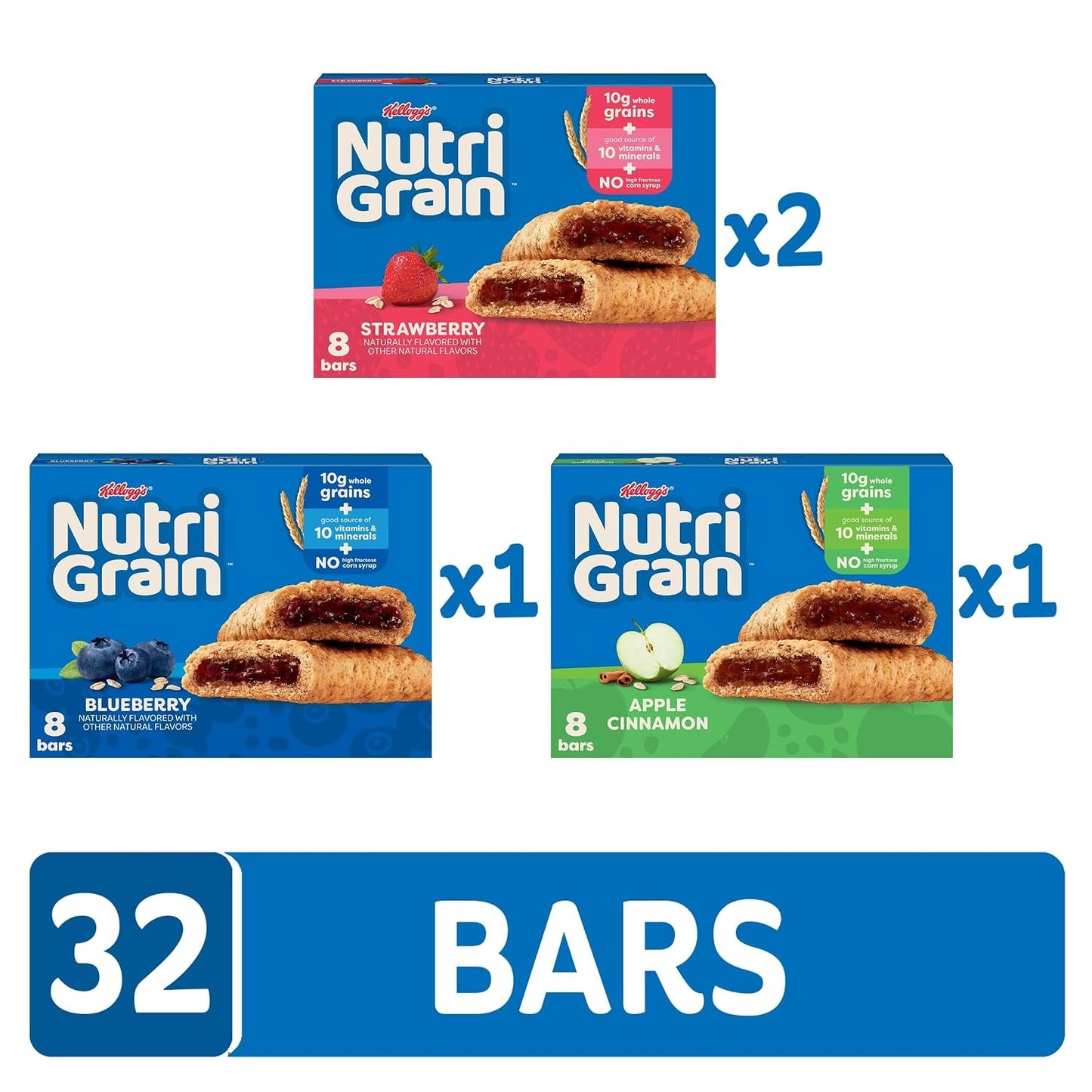 Nutri-Grain Soft Baked Breakfast Bars Variety Pack Whole Grain Snacks