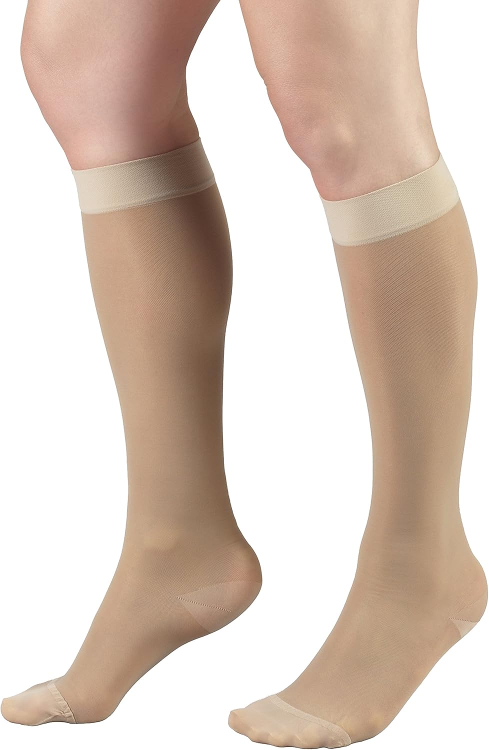 Truform 15-20 mmHg Women's Knee High Compression Stockings, 20 Denier, Nude, Medium