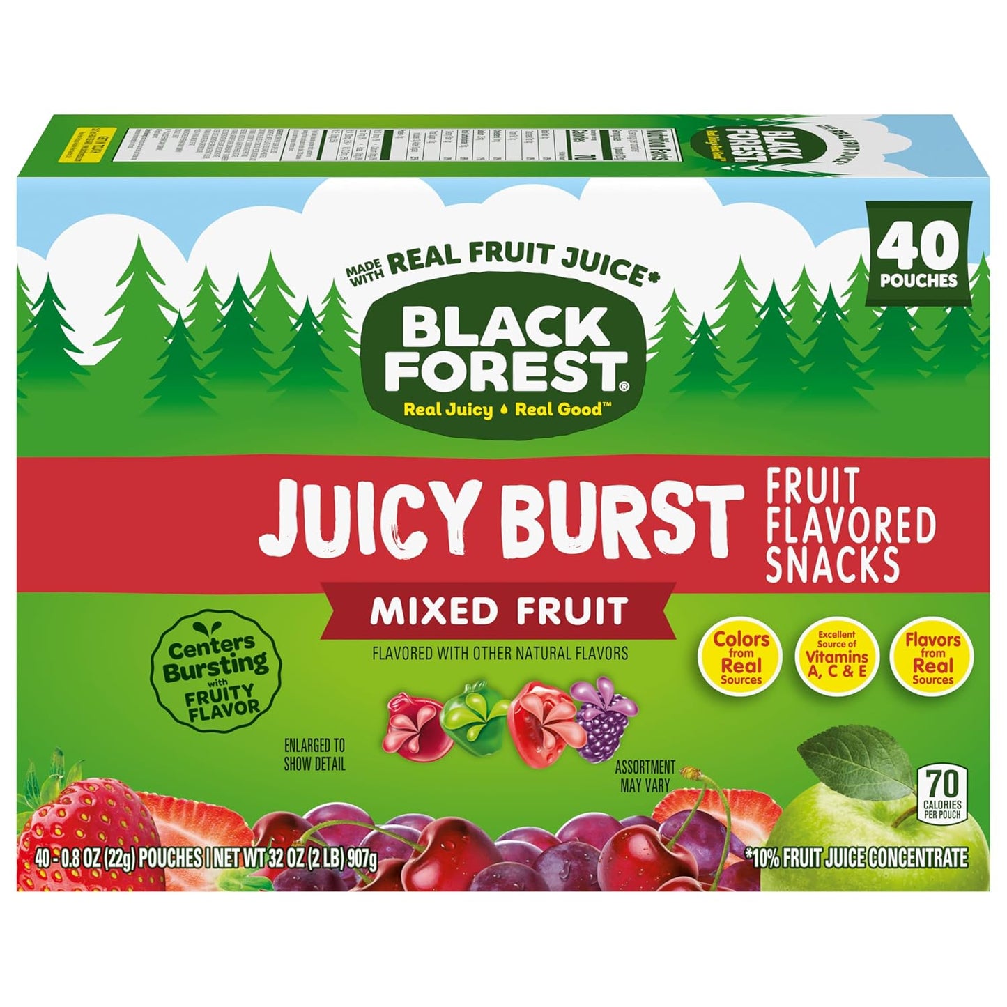 Black Forest Mixed Fruit Flavored Snacks, 0.8 oz, 40 count