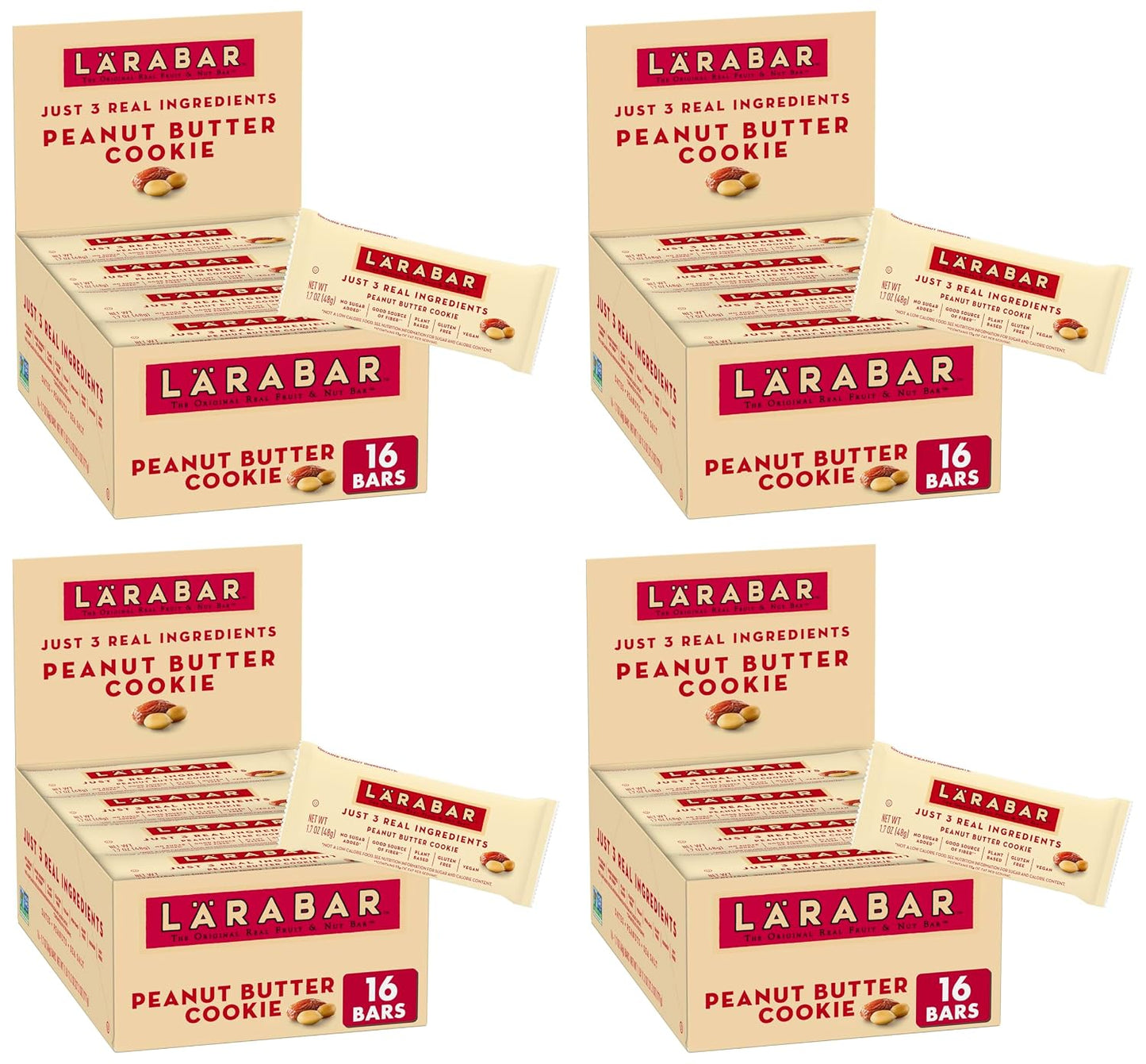 Larabar Peanut Butter Cookie Bars, 12 Count, 20.4 oz, Gluten Free and Vegan