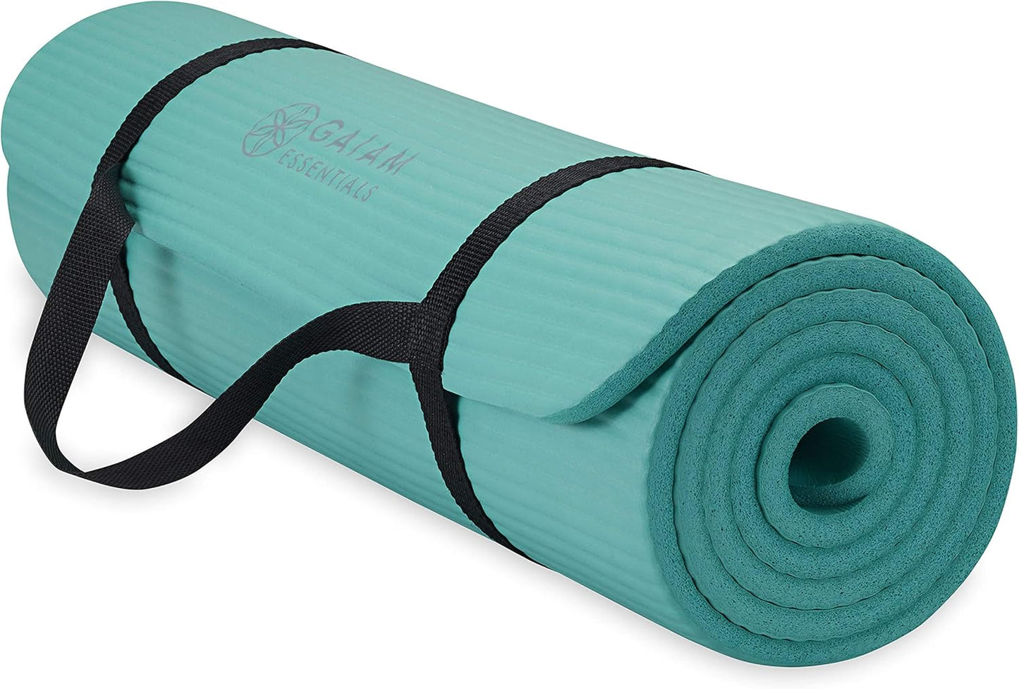 Gaiam 10mm Yoga Mat with Carrying Strap for Home Workouts