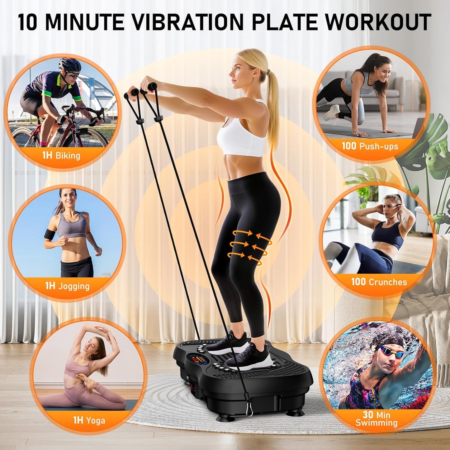 GLYLF Vibration Plate Exercise Machine, 130 Levels, 450 Lbs