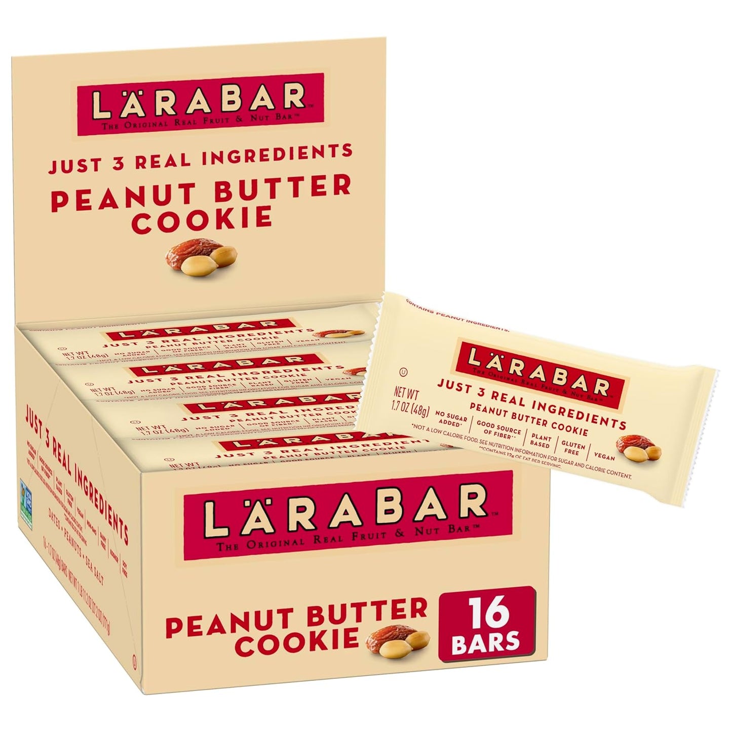 Larabar Peanut Butter Cookie Bars, 12 Count, 20.4 oz, Gluten Free and Vegan
