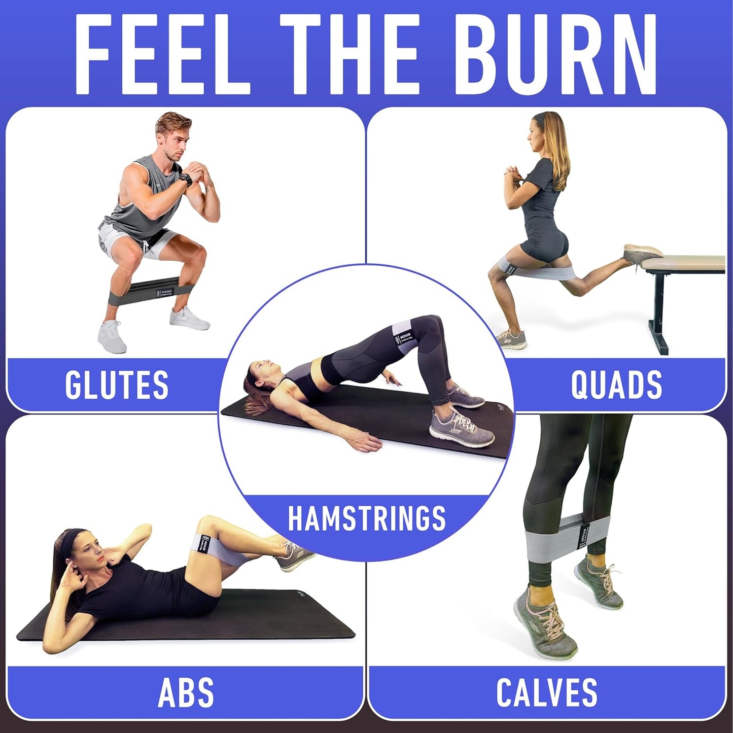 Resistance Bands Set for Working Out with 4 Fabric Elastic Bands