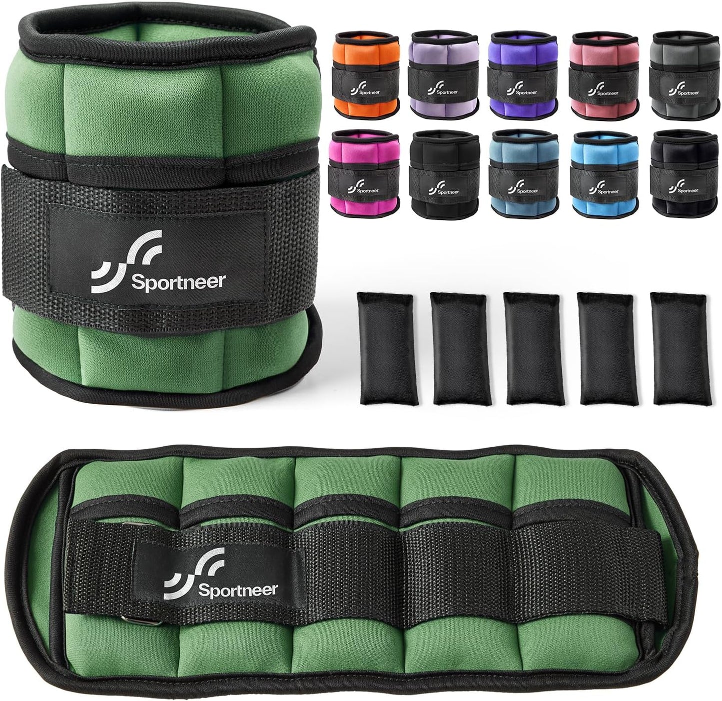 Sportneer Adjustable Ankle Weights Set - 2-10 lbs Removable Neoprene Leg Weights