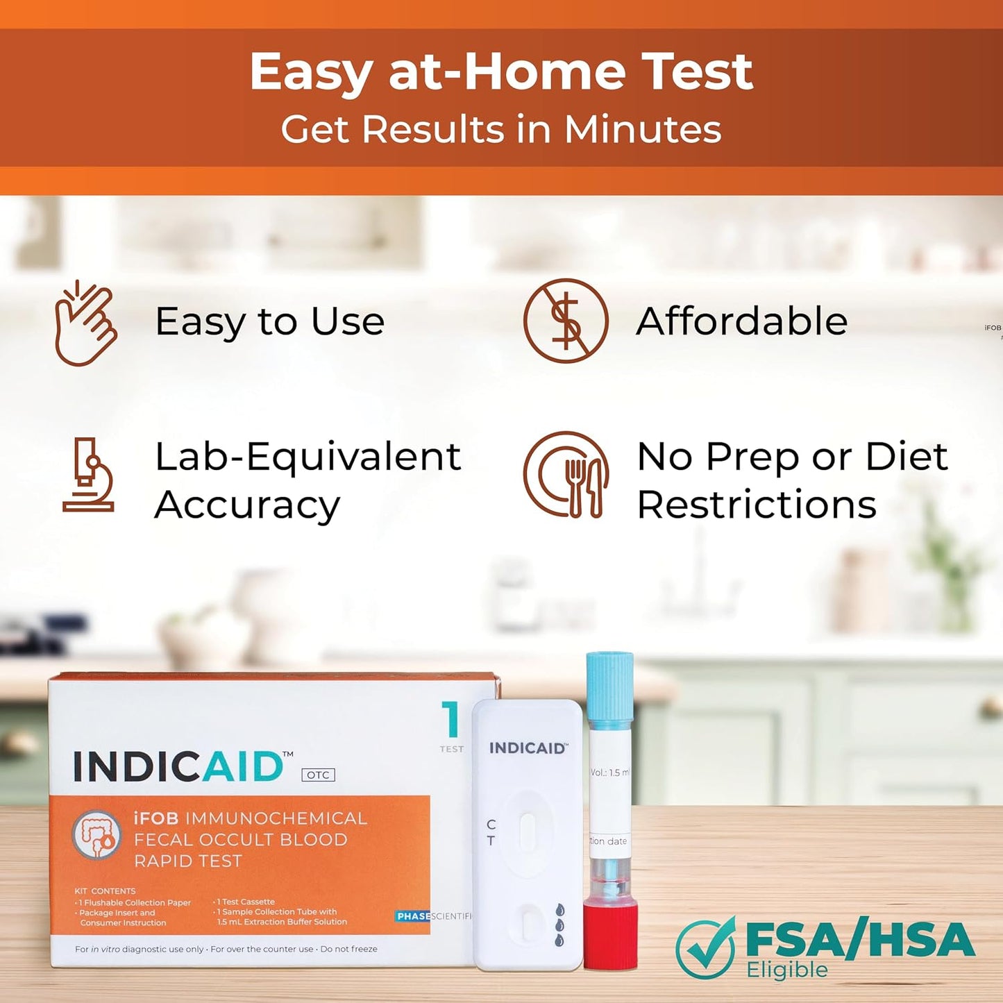 INDICAID iFOB Test, FIT Colon Test, Accurate and Easy at Home