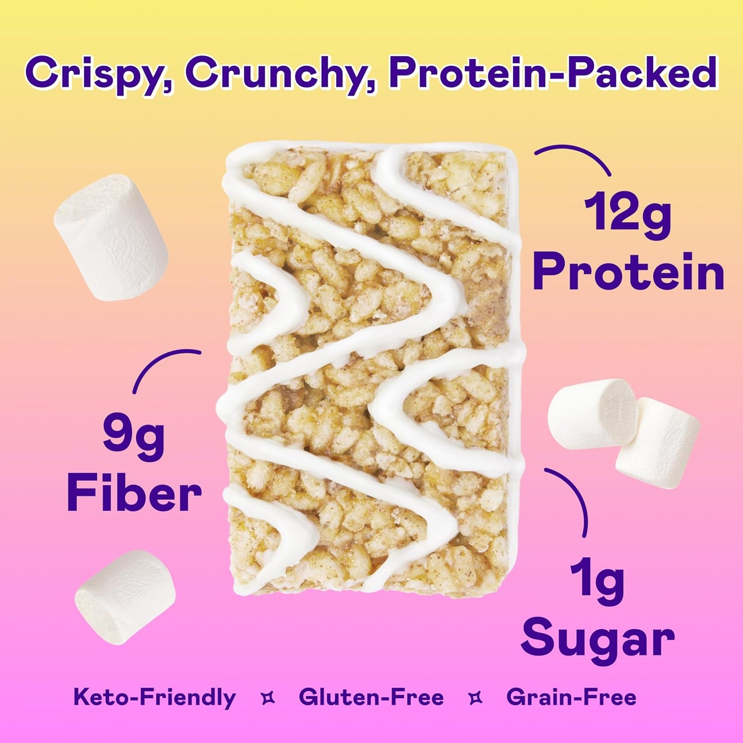 Gluten-free protein bars, 8-count, marshmallow flavor, high protein, low carb, keto friendly