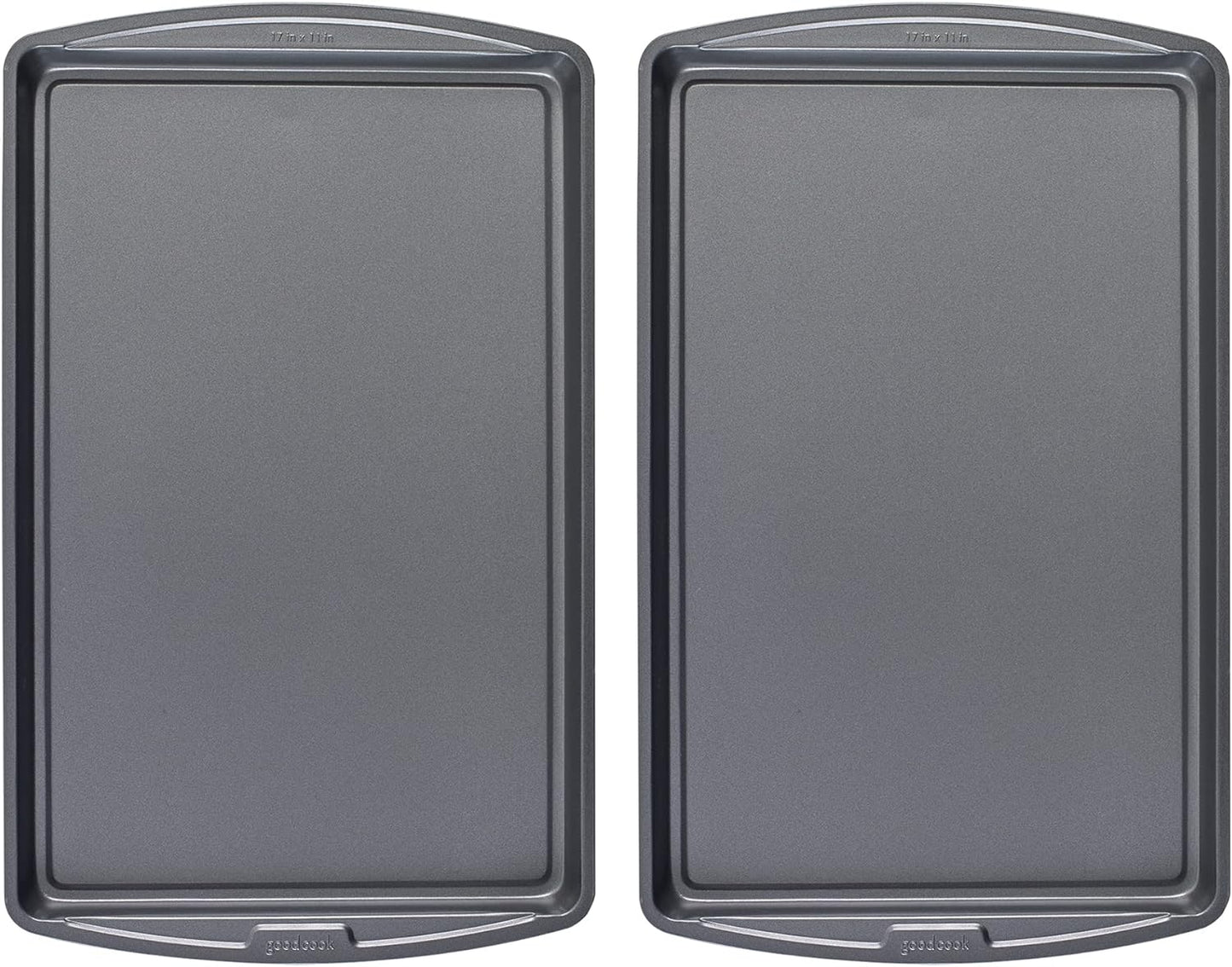 GoodCook Everyday Baking Sheet Set Nonstick Carbon Steel Standard-Sized Cookie Sheets for Even Baking, Bakeware Set Includes 3 Pans with Scratch-Resistant Finish, 13x9-Inch, Gray