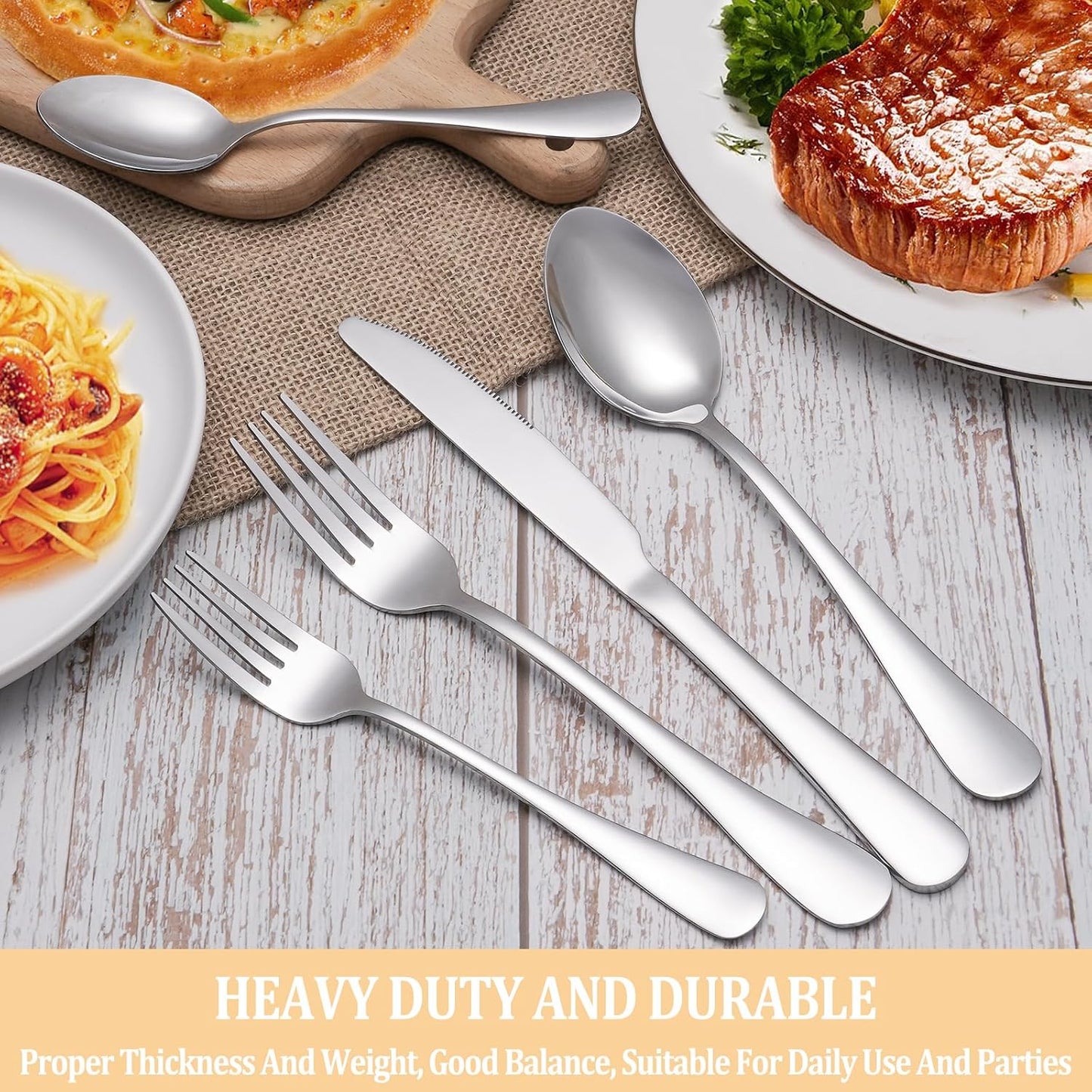 MUTNITT 30 Pcs Silverware Set Service for 6,Premium Stainless Steel Flatware Set,Mirror Polished Cutlery Utensil Sets,Durable Kitchen Eating Tableware Sets,Include Fork Knife Spoon,Dishwasher Safe