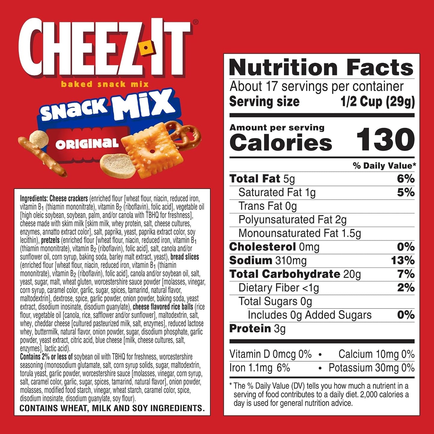 Cheez-It Snack Mix, Family Size, Original, 17.8oz Box