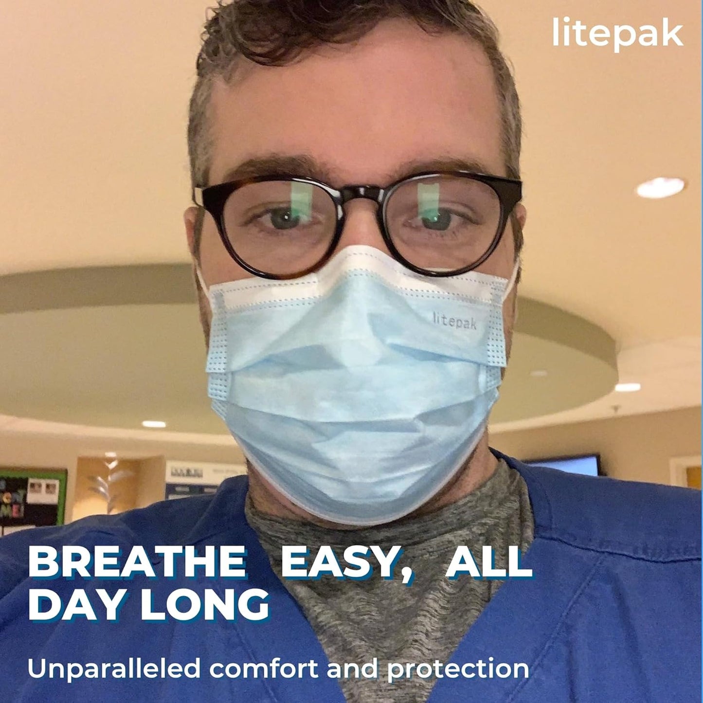 Litepak 2,000 Disposable Face Masks - Breathable Blue Face Masks