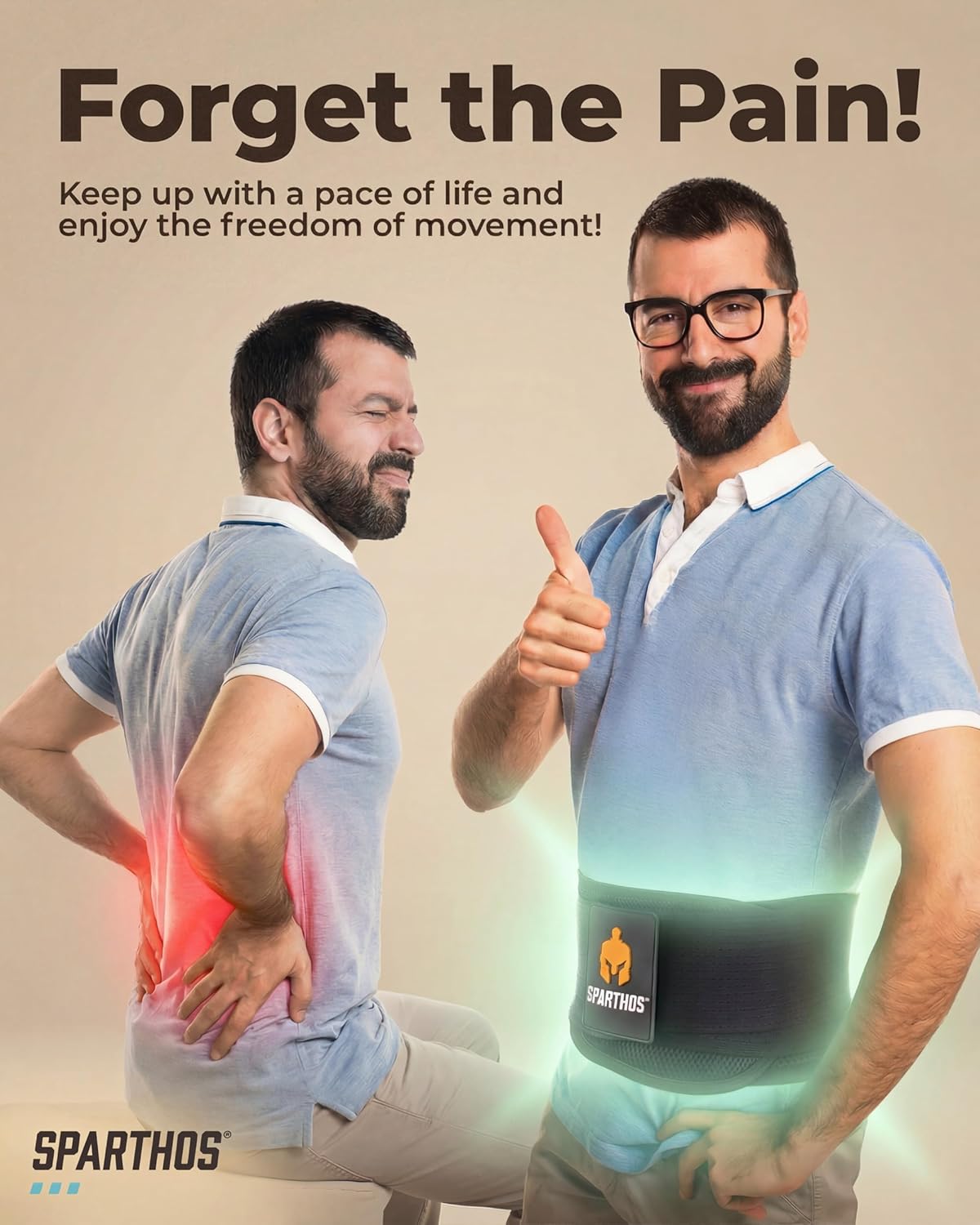 Sparthos Back Brace for Lower Back Pain Relief - Breathable Lumbar Support