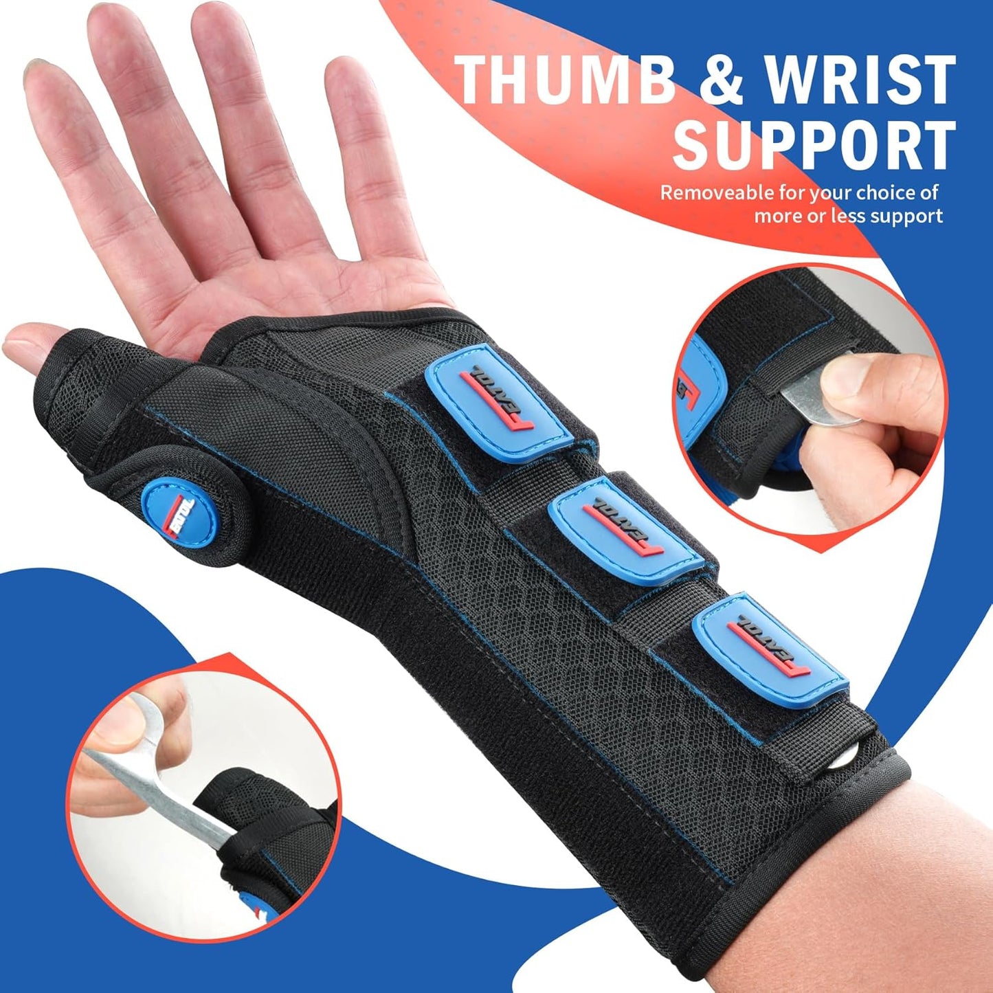 FEATOL Carpal Tunnel Wrist Brace Night Support for De Quervains Tenosynovitis and Tendonitis