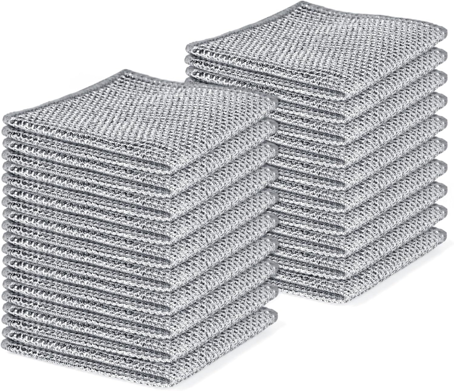 Aidoclip Non-Scratch Steel Wool Dishcloths Kitchen Scrubbers | Durable Pads Handle Wet or Dry Scrubbing on Dishes, Sinks and Cookware, Helping Lift Grease Without Scratching Surfaces.