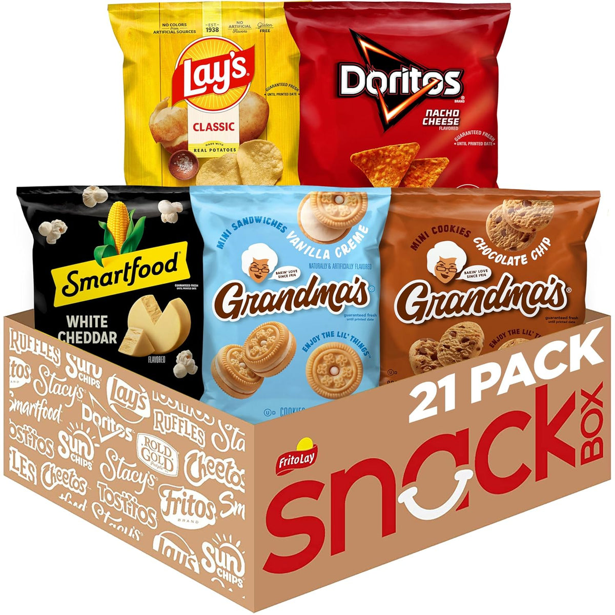 Frito-Lay Classic Mix Variety Pack, Single Serve Snack Bags, Pack of 21
