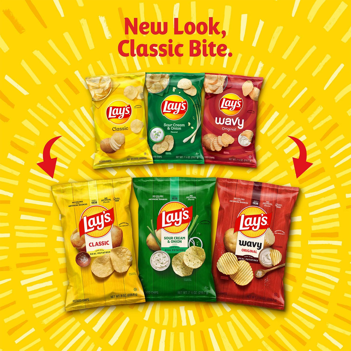 Frito-Lay Classic Mix Variety Pack, Single Serve Snack Bags, Pack of 21