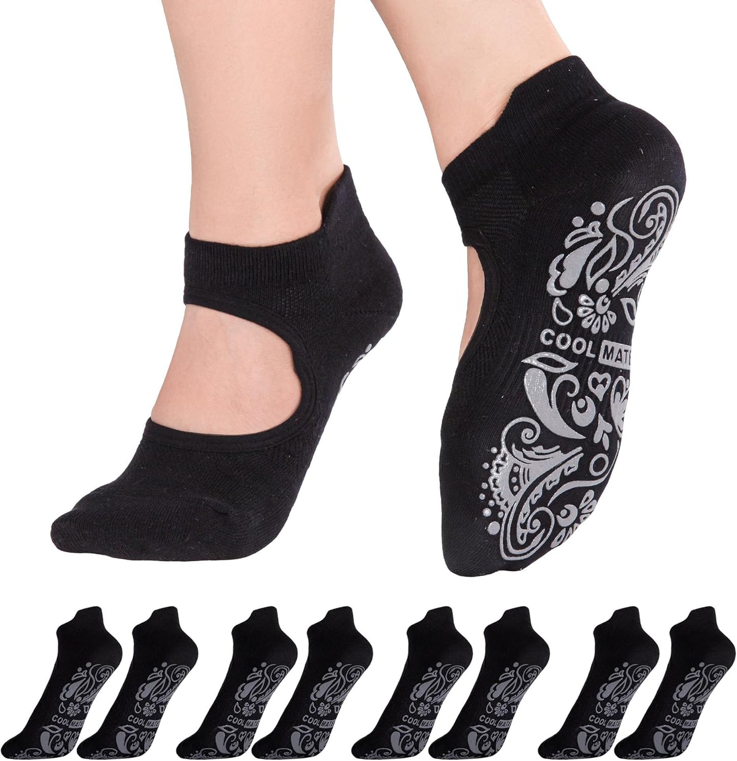 CoolMate Pilates Socks with Grips for Women, Yoga Socks