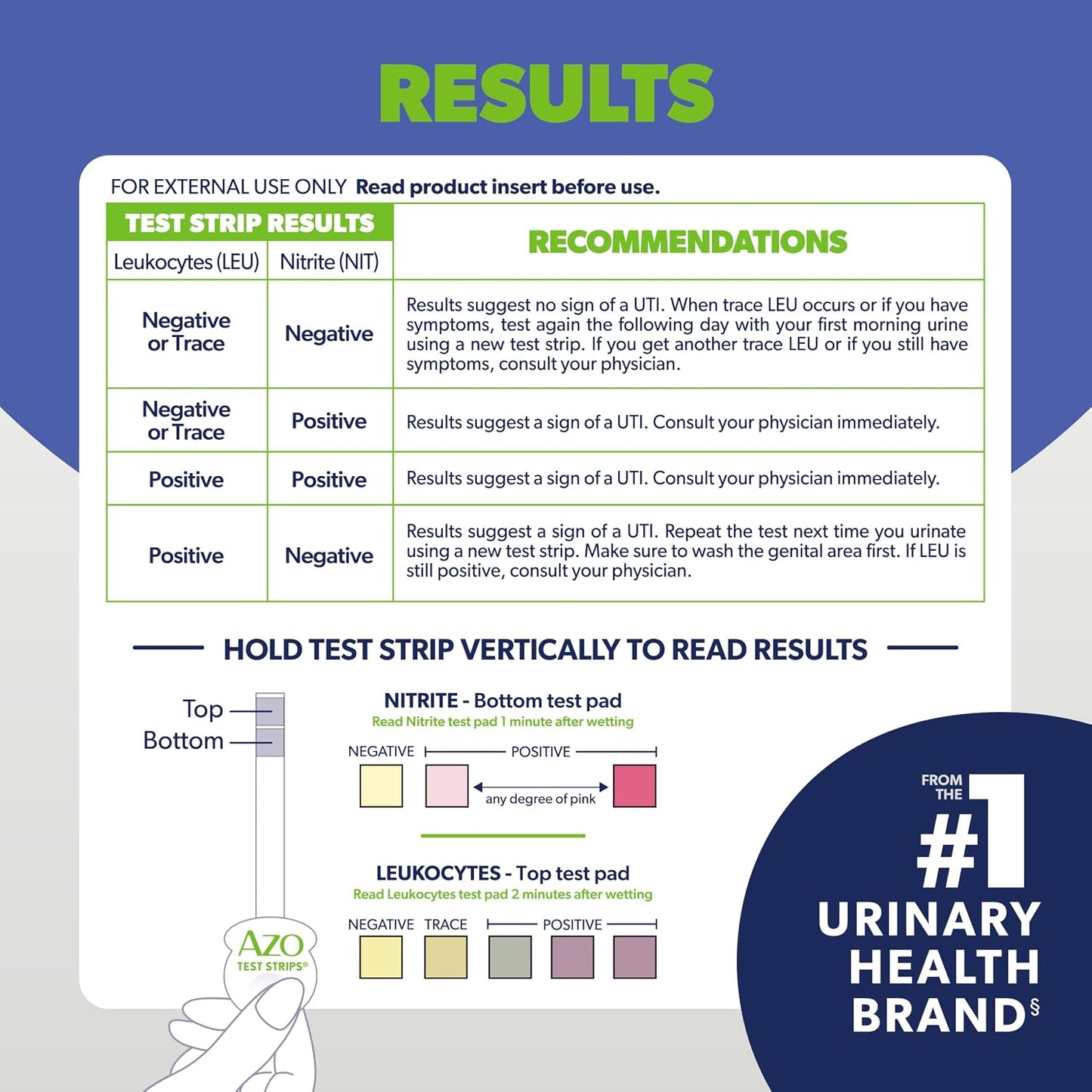 AZO Urinary Tract Infection Test Strips, 3 Count, Clinically Tested, Accurate Results