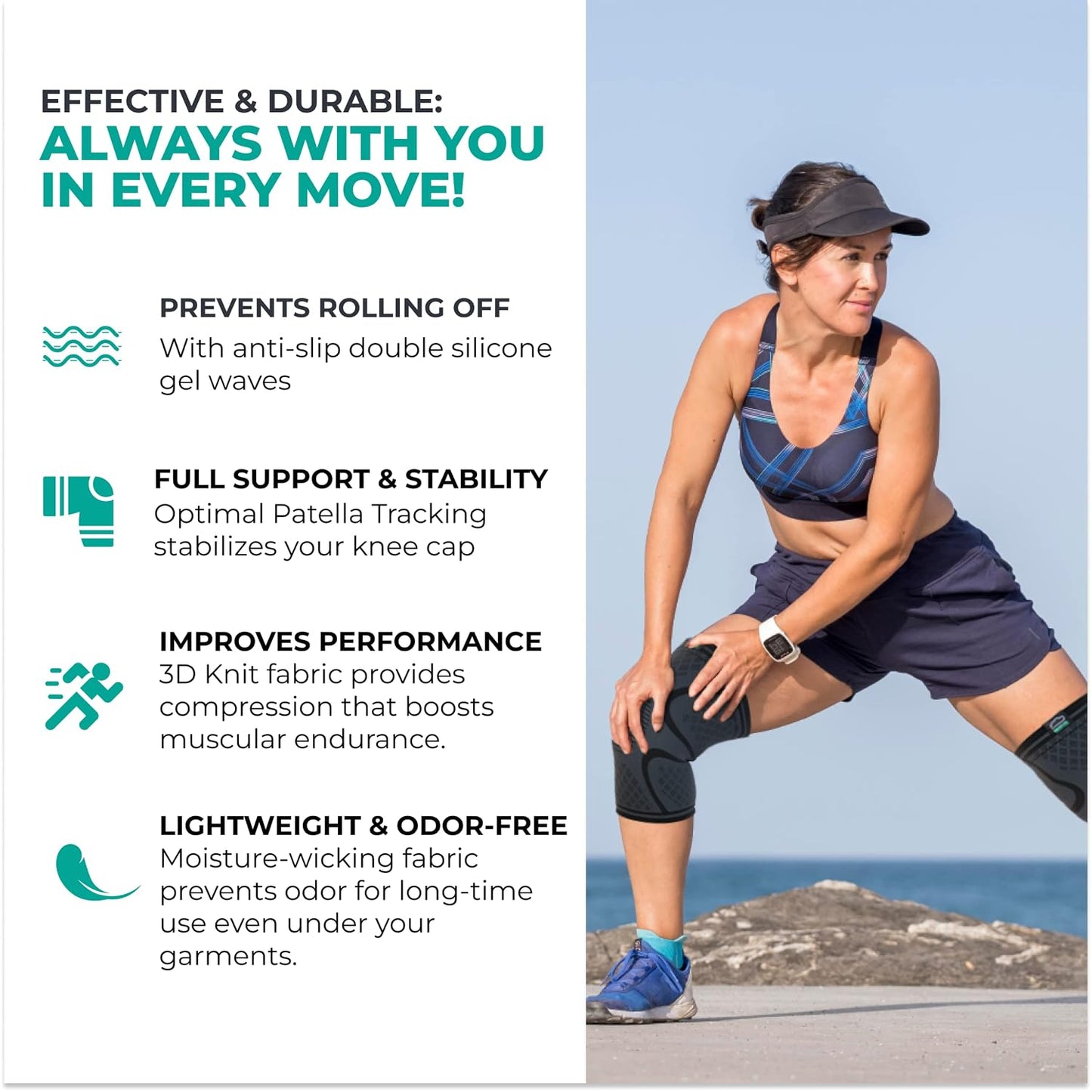 Modvel Compression Knee Brace for Women & Men, Knee Support for Running & Sports