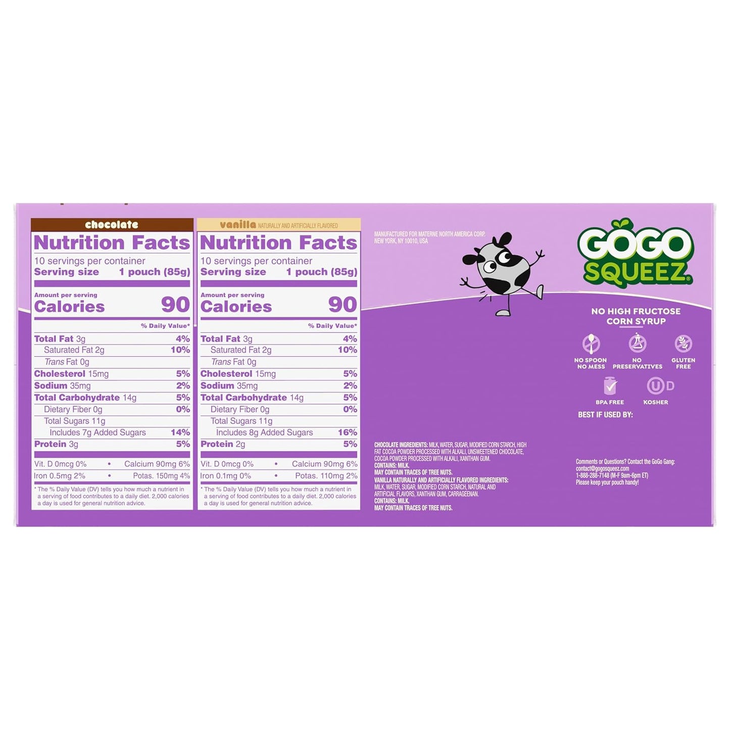 GoGo squeeZ PuddingZ Variety Pack, Chocolate and Vanilla Pudding Snack, 20 Pouches, BPA Free