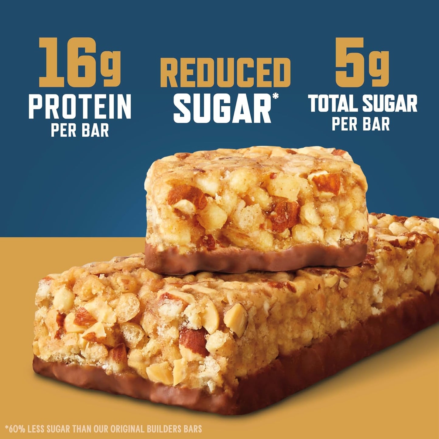 CLIF BUILDERS Protein Bars - Crispy Almond Salted Caramel - 16g Protein - Gluten Free - 6 Pack