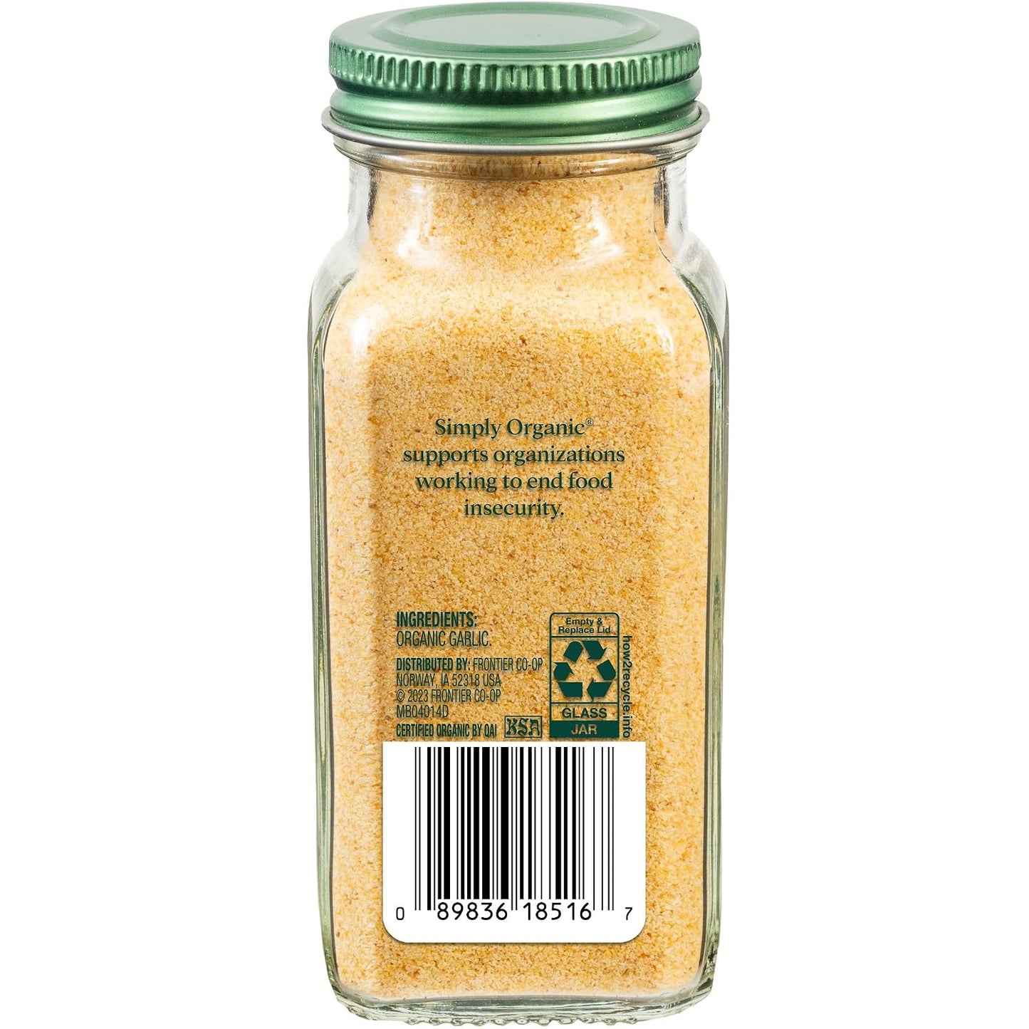 Simply Organic 3.64-Ounce Jar Pure A-Grade Organic Garlic Powder Kosher Non GMO