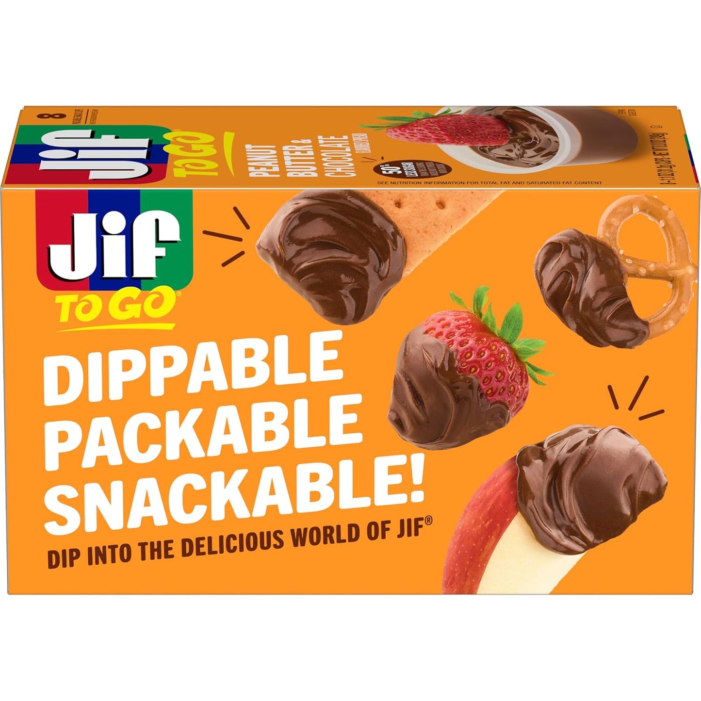 Jif To Go Peanut Butter & Chocolate Flavored Spread, 48 Single-Serve Cups, 1.1 Oz. Each