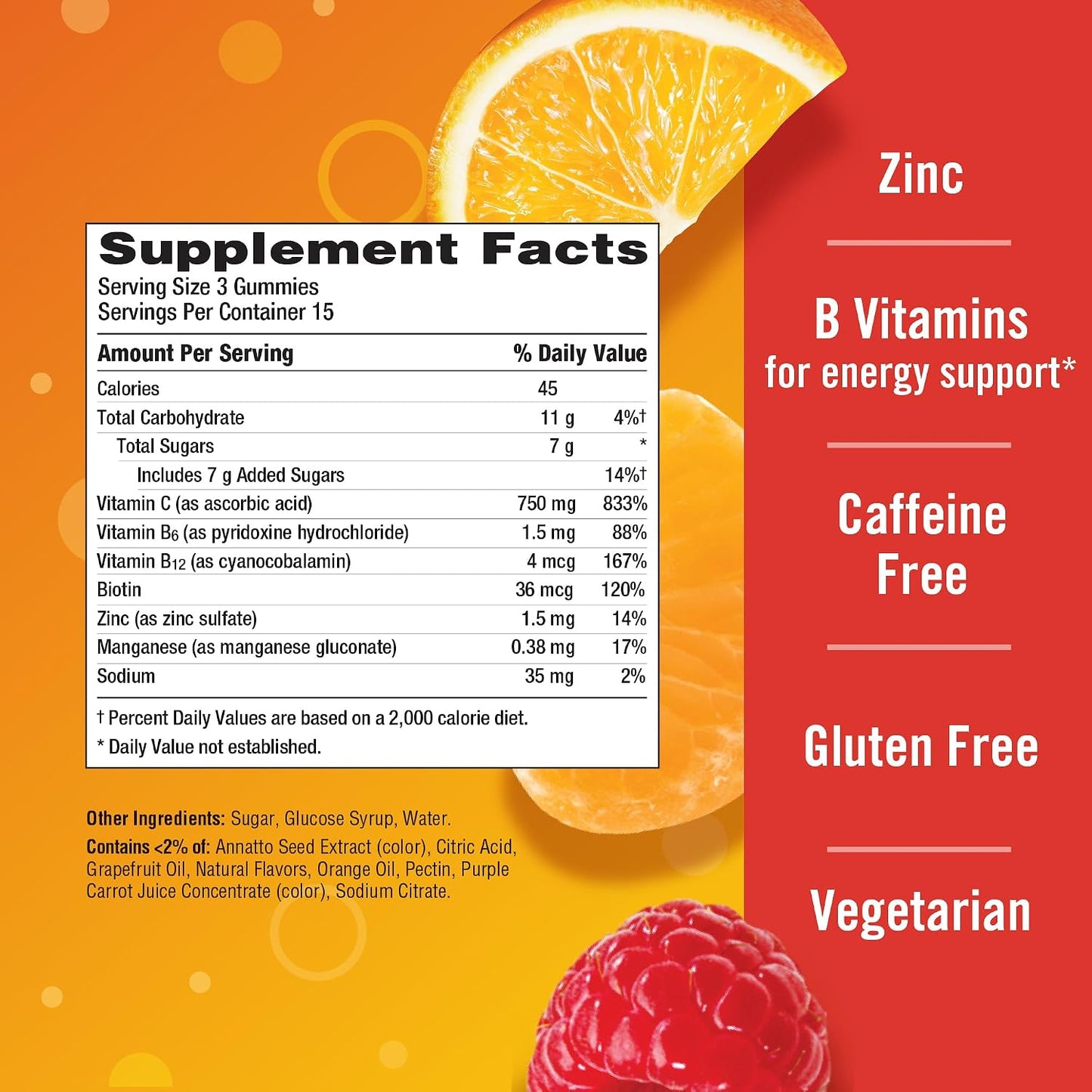 Emergen-C 750mg Vitamin C Gummies for Adults, Immunity with B Vitamins, Gluten Free