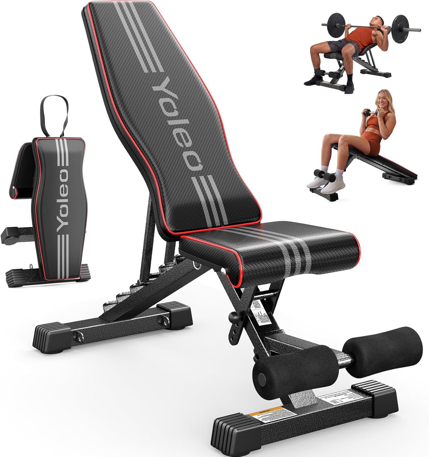 YOLEO Adjustable Weight Bench, ASTM-Certified 827LBS, 95% Pre-Assembled, Foldable Gym Bench