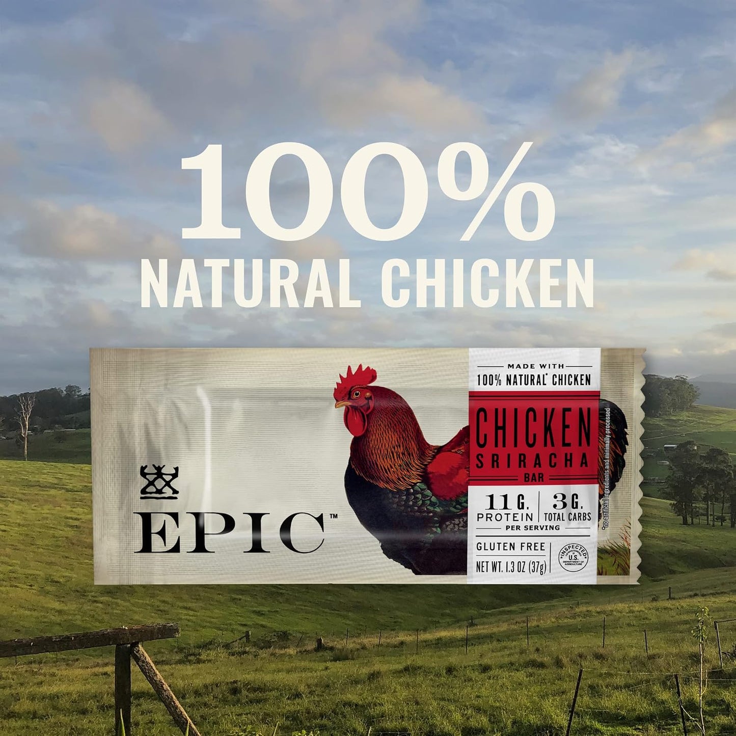 EPIC Bars, Chicken Sriracha, 12 Count, 15.6 oz, Gluten Free
