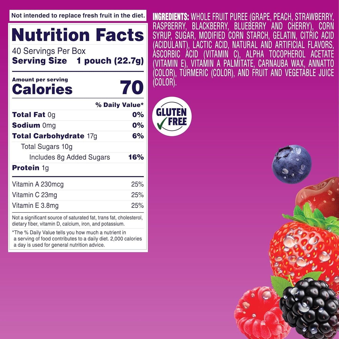 Welch's Fruit Snacks Berries 'N Cherries Snack Box Gluten Free 40 Count