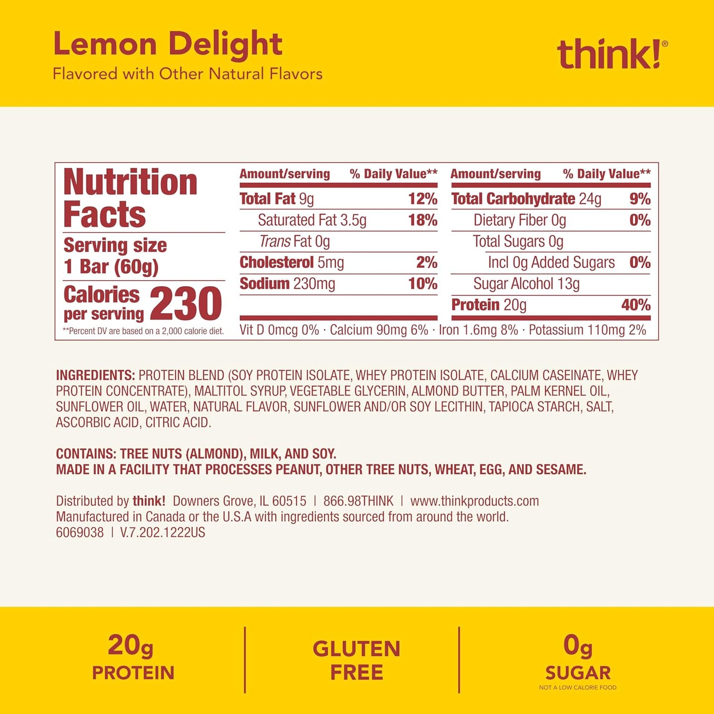 Think! Protein Bars, High Protein Snacks, Gluten Free, Kosher Friendly, 10 Count