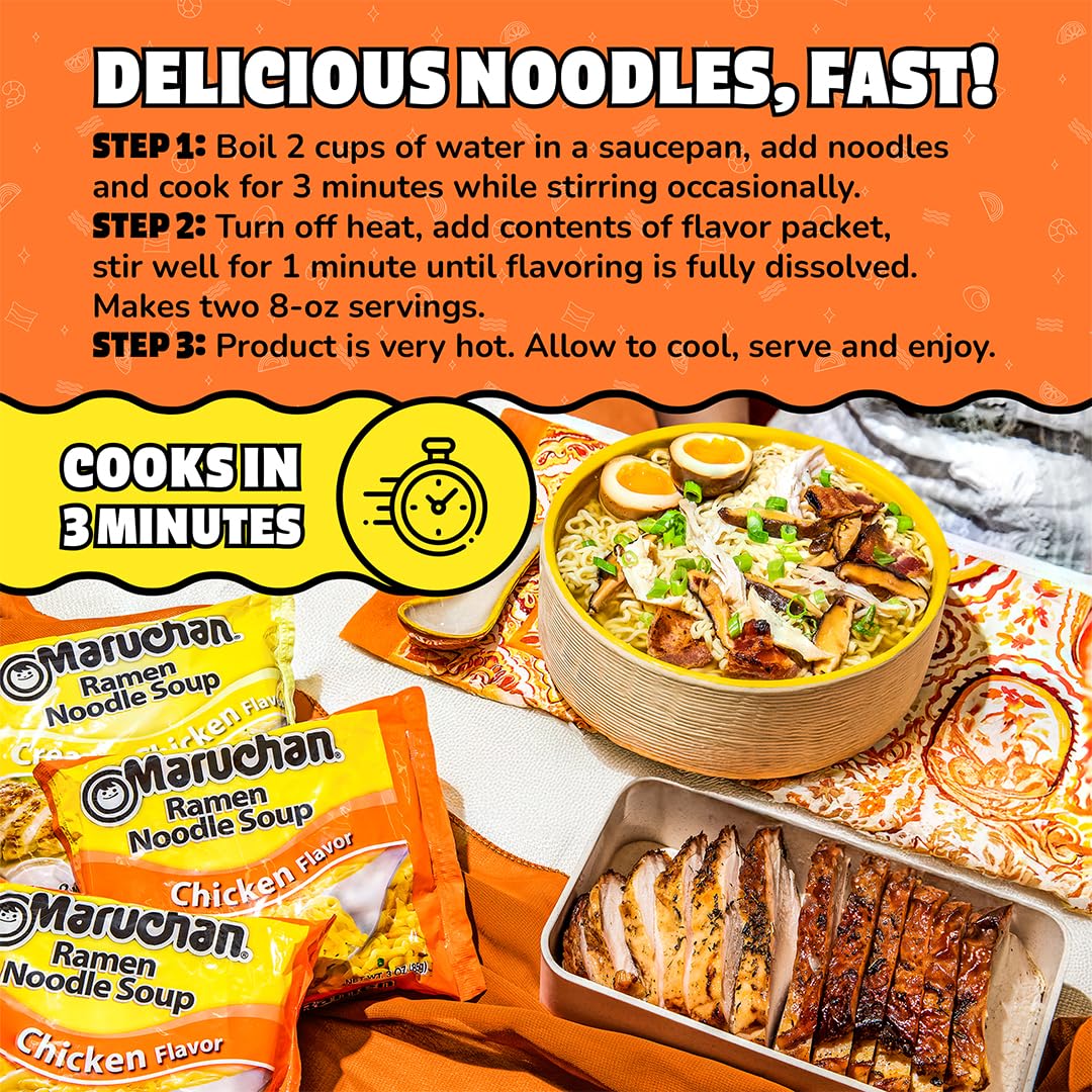 Maruchan Ramen Noodle Soup, Chicken Flavor - Quick & Easy Japanese-Style Instant Noodles