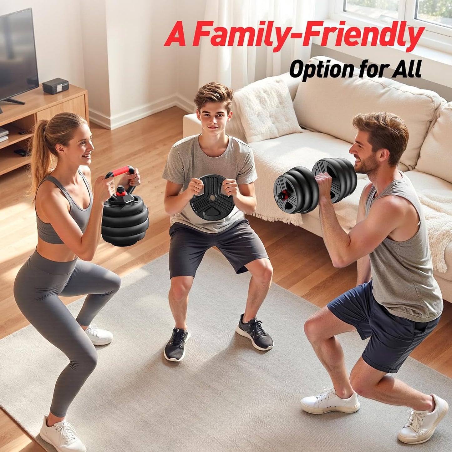 FITPLAM Adjustable Dumbbell Set, 20-90lbs, 5-in-1 for Home Gym