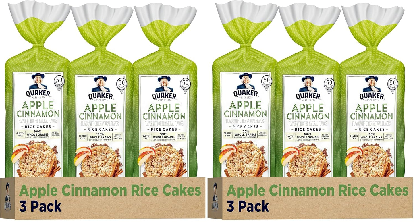 Quaker Large Rice Cakes, Chocolate, 7.23 oz Bags, 3 Pack, Gluten Free, Whole Grain