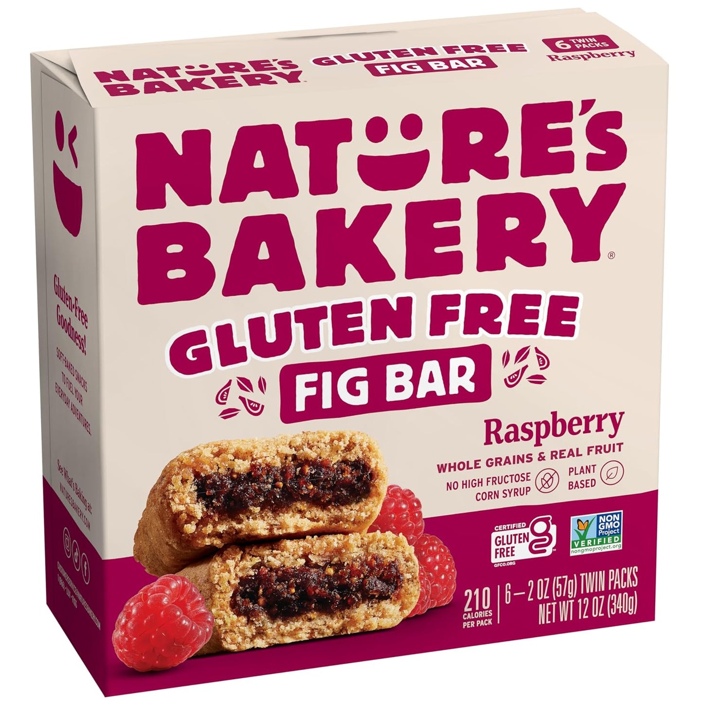 Gluten-free fig bars with real fruit and non-GMO ingredients in a twin pack