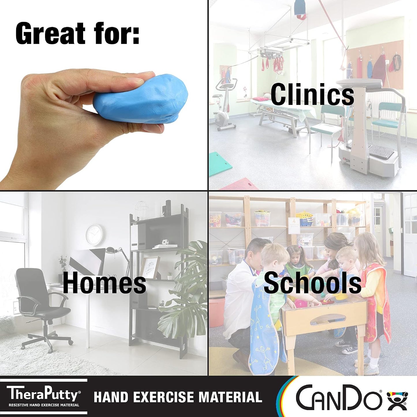 CanDo TheraPutty 4 Piece Set - X-Soft, Soft, Medium, and Firm Hand Exercise Putty