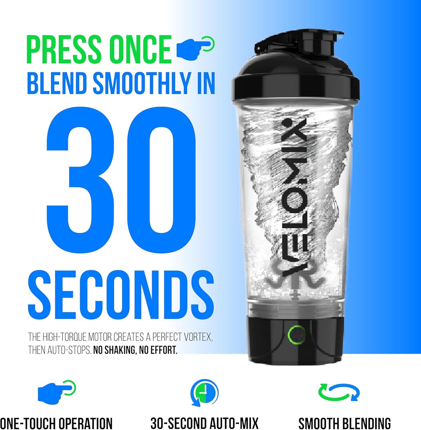 Velomix 24oz Electric Protein Shaker Bottle | USB-C Rechargeable