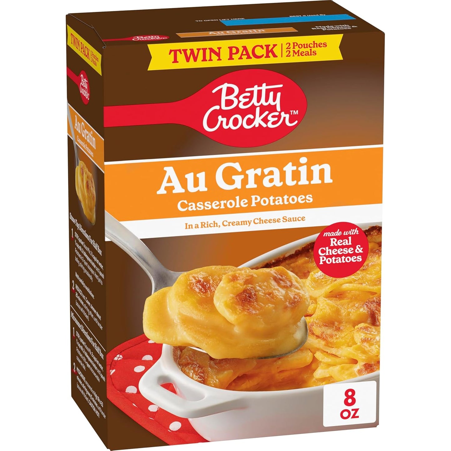 Betty Crocker Au Gratin Casserole Potatoes, Made with Real Cheese, Twin Pack, 8 oz