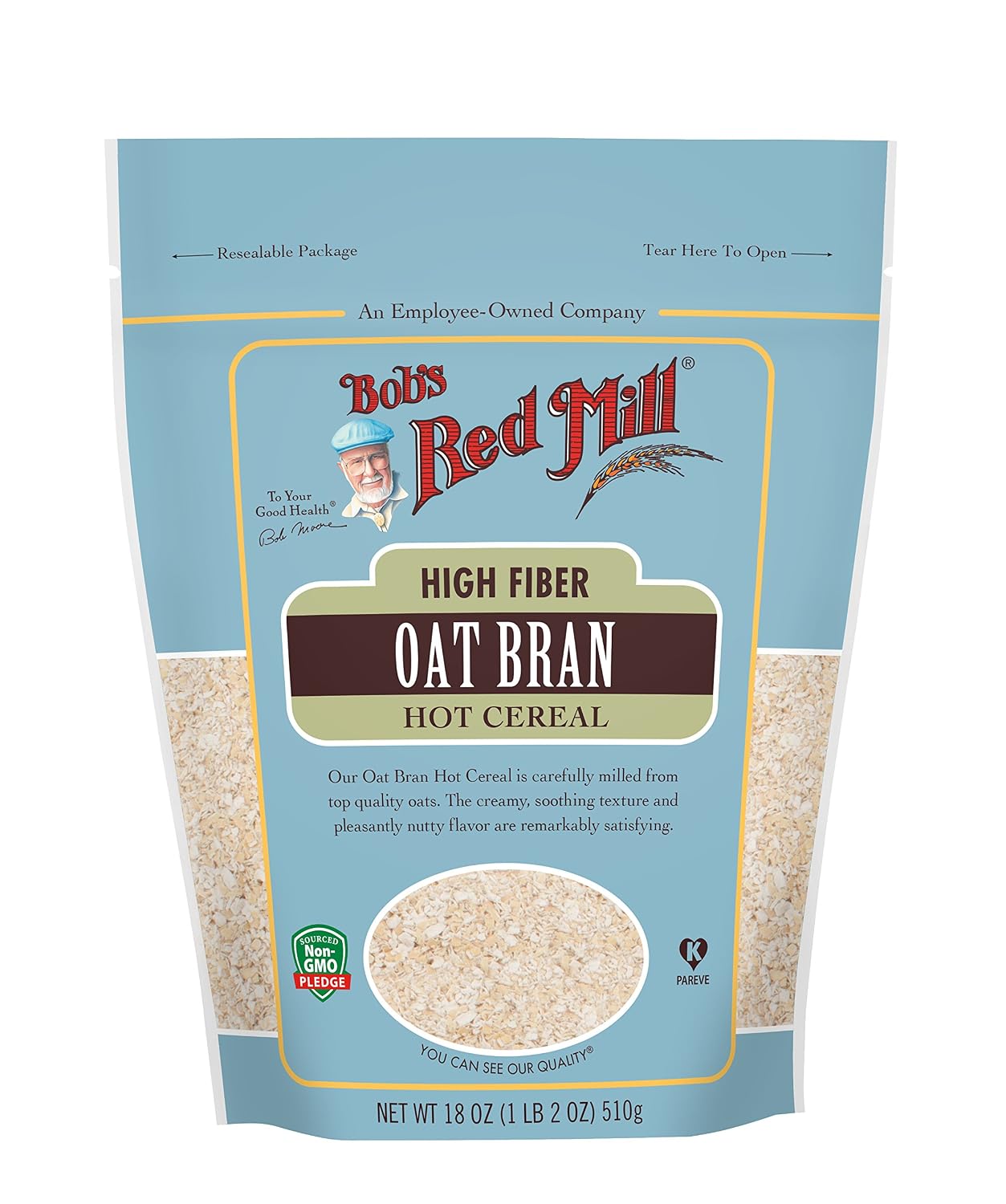 Bob's Red Mill Oat Bran Hot Cereal, 18oz (Pack of 4), Non GMO, Vegan, Kosher