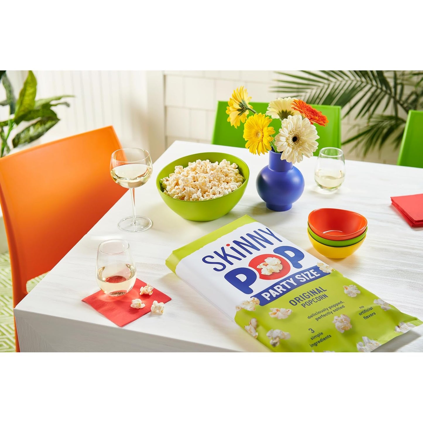 SkinnyPop Popcorn, Original, Whole Grain, Dairy-Free Snack, 8oz Family Size Bags (6ct)