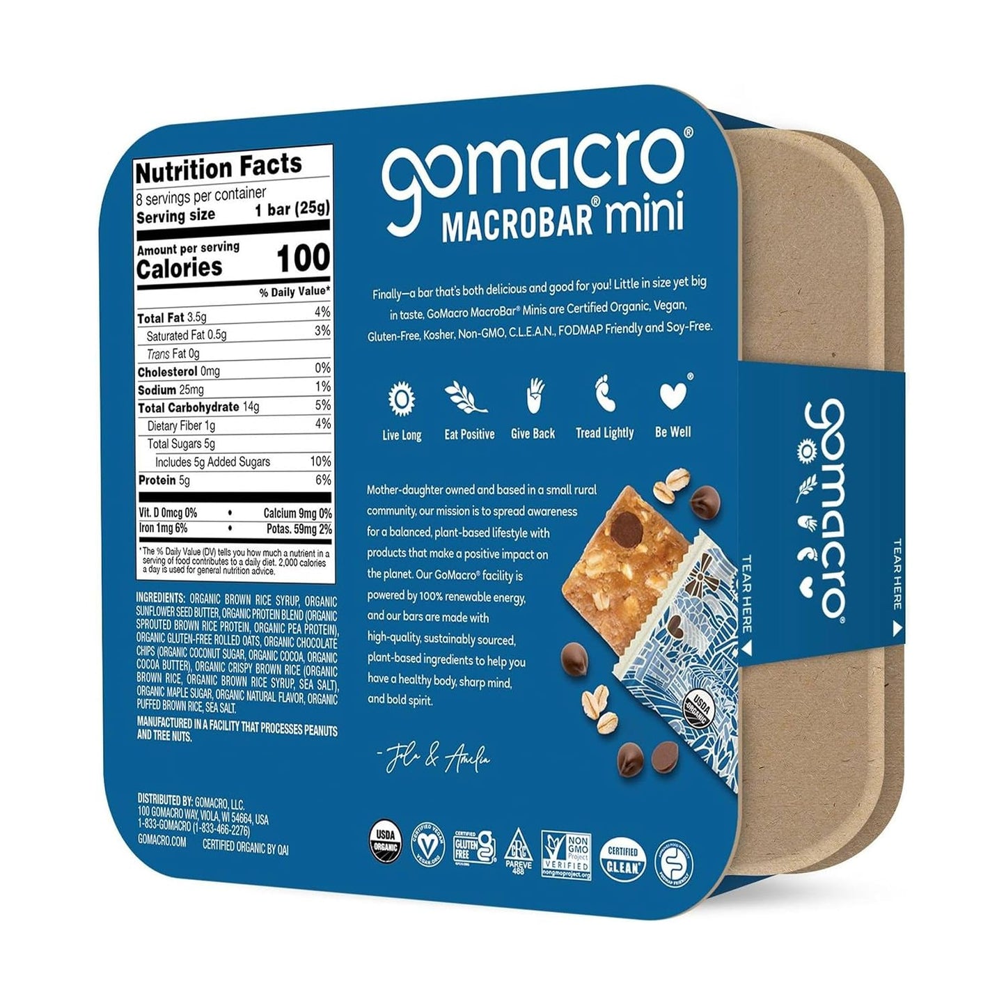 GOMACRO Organic Oatmeal Choc Chip Macrobar Minis 8 Count