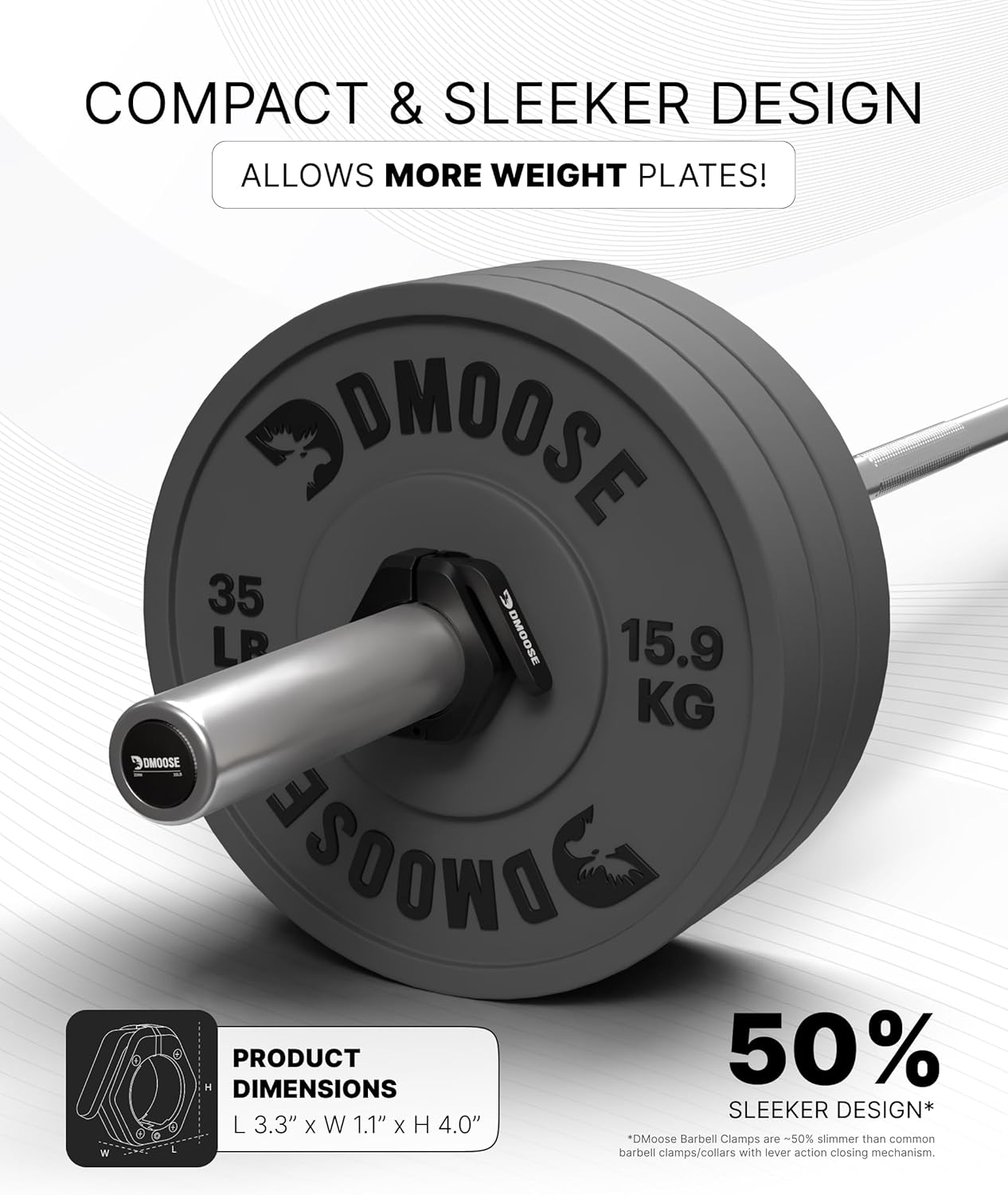 DMoose Fitness Barbell Clips 2 Inch - Quick Release Collars for Weightlifting