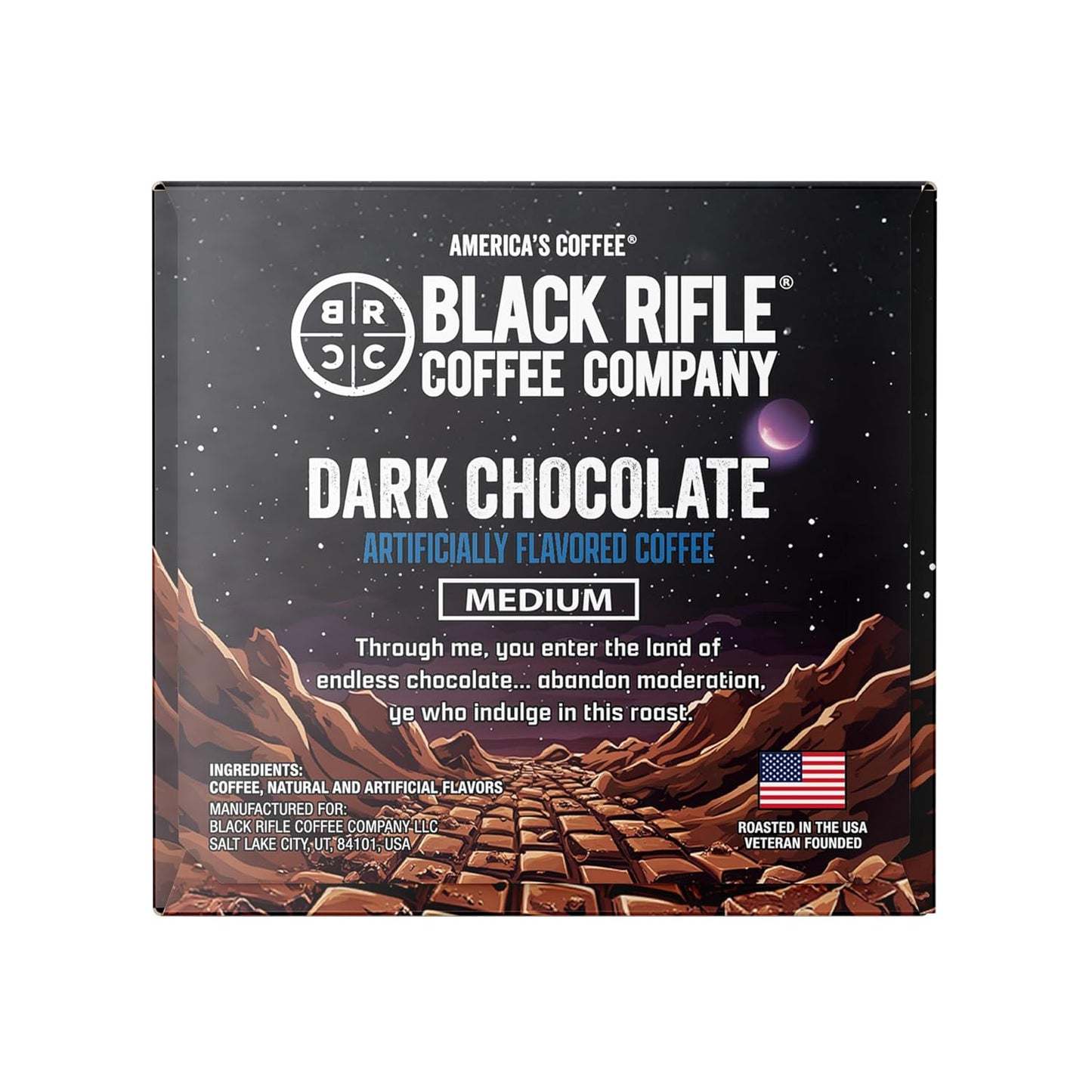 Black Rifle Coffee Company Dark Chocolate K-Cups, Rounds 12-count– Rich Dark Chocolate Favor Blended with Bold Roast in Convenient Pods
