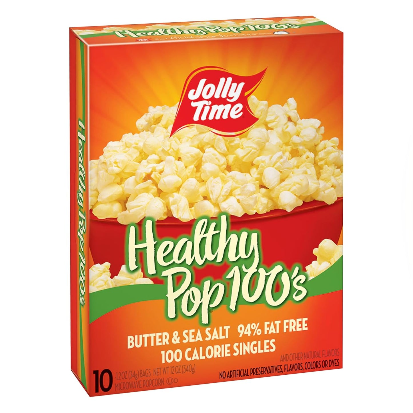 Jolly Time Pop Microwave Popcorn, 1.2oz Personal Bag, 10 Bags Per Carton