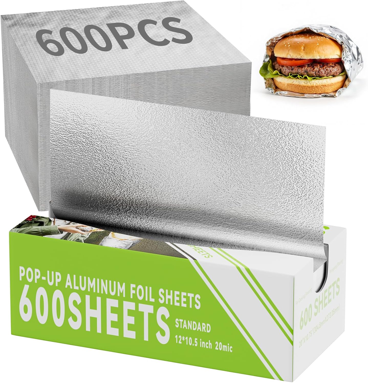 Aluminum Foil Roll, 12in x 350Sq Ft Aluminum Foil, Thick Strong Tin Foil with Cutter, Food Safe Cling Wrap for Cooking, Baking, Roasting, Grilling, Freezer Storage